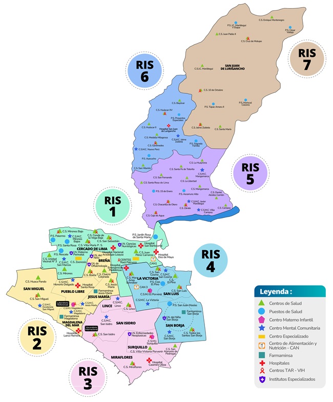Mapa RIS DIRIS Lima Centro
